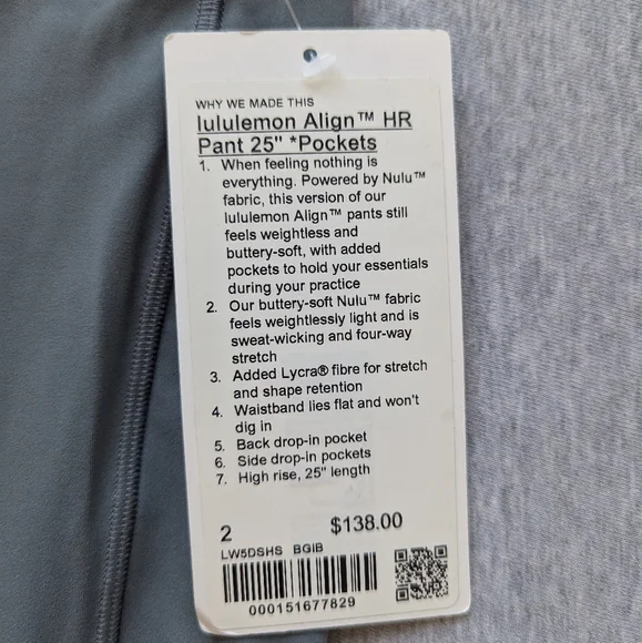 NWT Lululemon Align High-Rise Pant with Pockets 25" in Belgian Blue - Picture 8 of 9